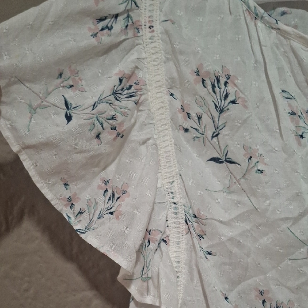 NEW Lucky Brand wome's Cream Flutter Sleeve Peplum Blouse Size L - Picture 6 of 10